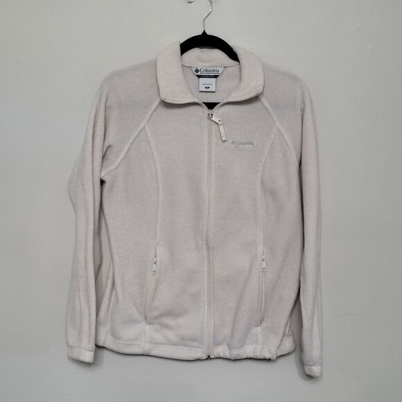 Columbia Women’s Medium White Fleece Zip Up Jacket Long Sleeve Outdoor GUC - Picture 2 of 5